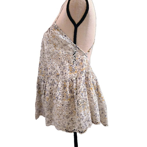 Free people sage floral tank top S Boho Camisole Adjustable straps - Picture 15 of 16